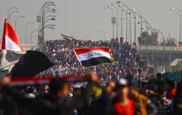 Iraqi university students protesting against the government, 2020. Photo: Mohsin/Shutterstock