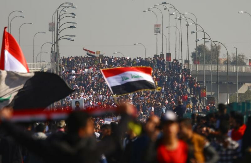 Iraqi university students protesting against the government, 2020. Photo: Mohsin/Shutterstock