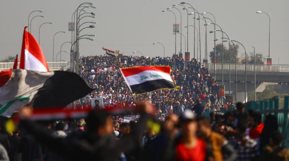 Iraqi university students protesting against the government, 2020. Photo: Mohsin/Shutterstock